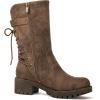 imageGLOBALWIN Womens Biker Boots Lace up Back Mid Calf Motorcycle Fashion Festival Boots Combat Riding Military Boots for Women19yy19 Camel2