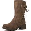 imageGLOBALWIN Womens Biker Boots Lace up Back Mid Calf Motorcycle Fashion Festival Boots Combat Riding Military Boots for Women19yy19 Camel2