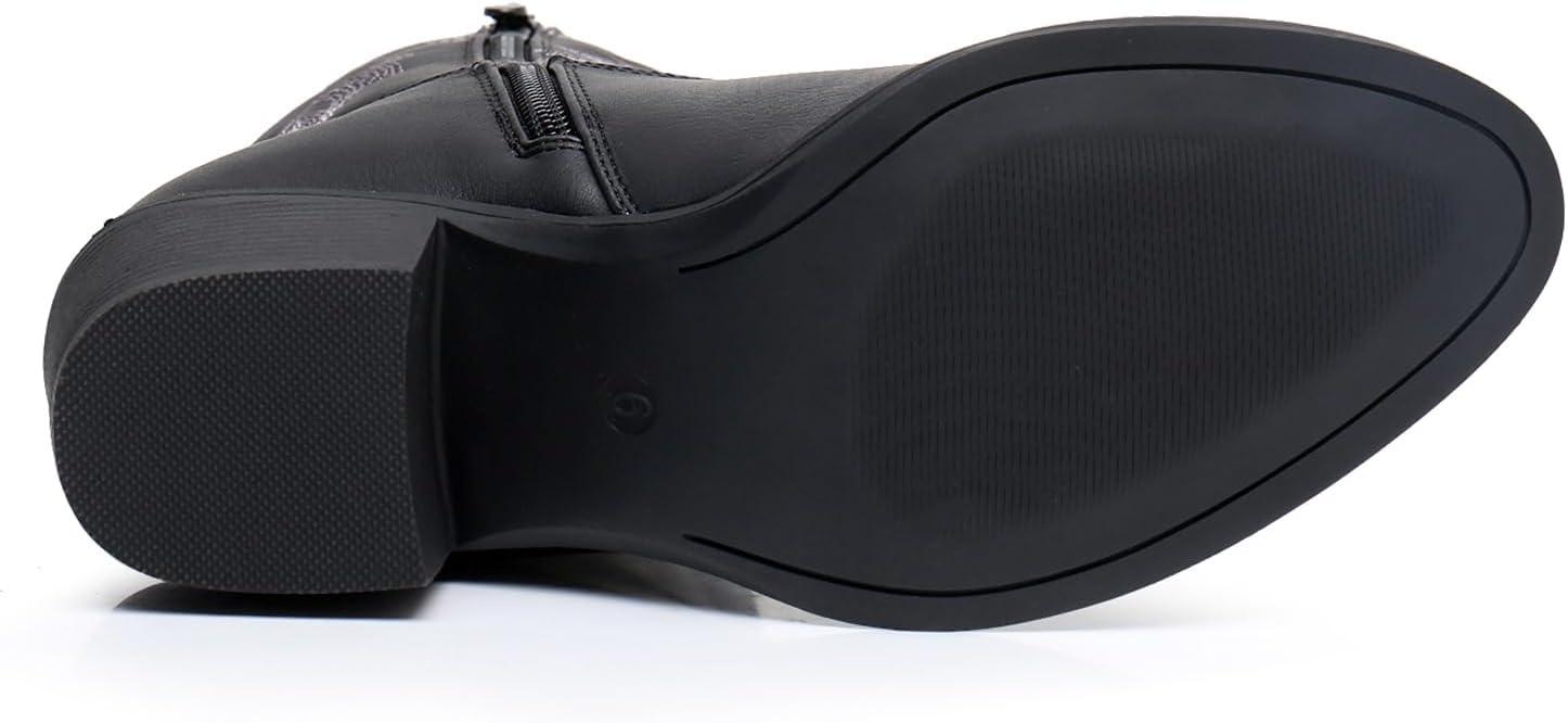 imageGLOBALWIN Womens Mid Calf The Western Cowboy Boots Fashion Cowgirl Boots For Women Low Heel22yy10 Black