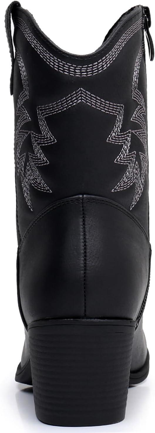 imageGLOBALWIN Womens Mid Calf The Western Cowboy Boots Fashion Cowgirl Boots For Women Low Heel22yy10 Black