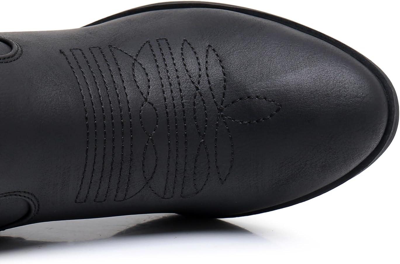 imageGLOBALWIN Womens Mid Calf The Western Cowboy Boots Fashion Cowgirl Boots For Women Low Heel22yy10 Black