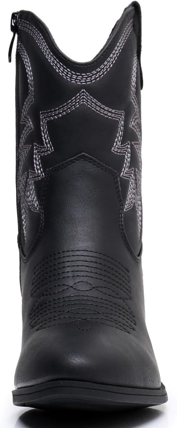 imageGLOBALWIN Womens Mid Calf The Western Cowboy Boots Fashion Cowgirl Boots For Women Low Heel22yy10 Black