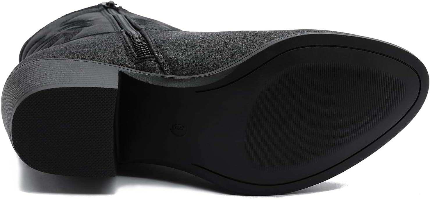 imageGLOBALWIN Womens Mid Calf The Western Cowboy Boots Fashion Cowgirl Boots For Women Low Heel22yy10 Black2