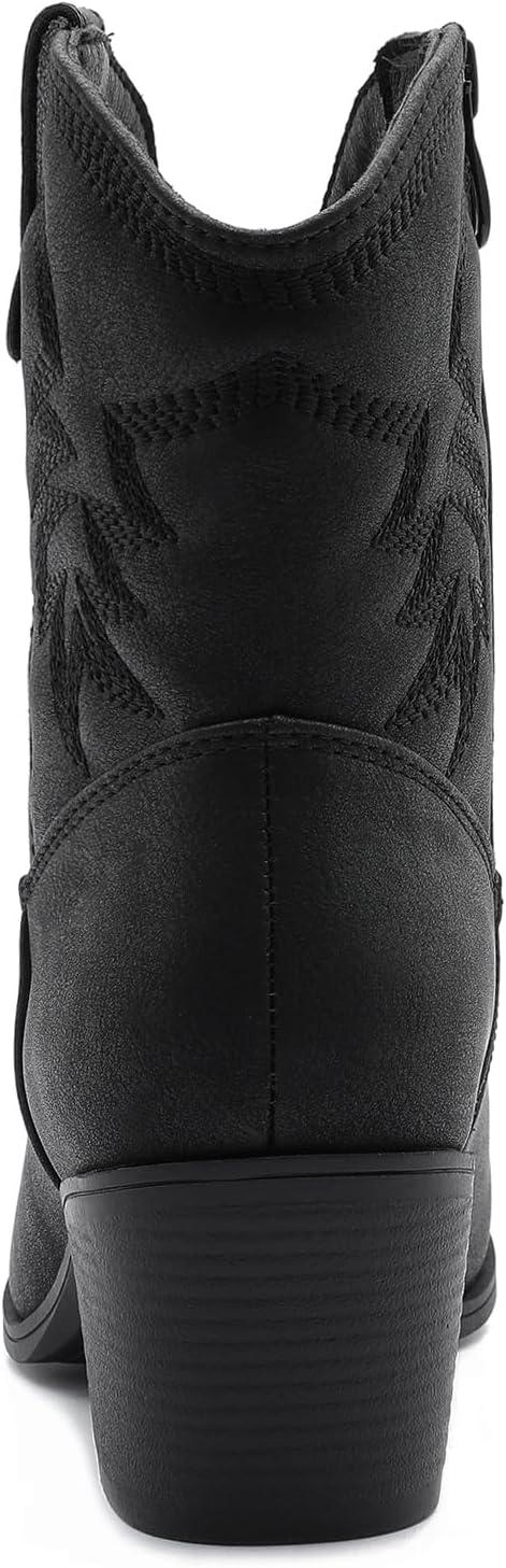 imageGLOBALWIN Womens Mid Calf The Western Cowboy Boots Fashion Cowgirl Boots For Women Low Heel22yy10 Black2