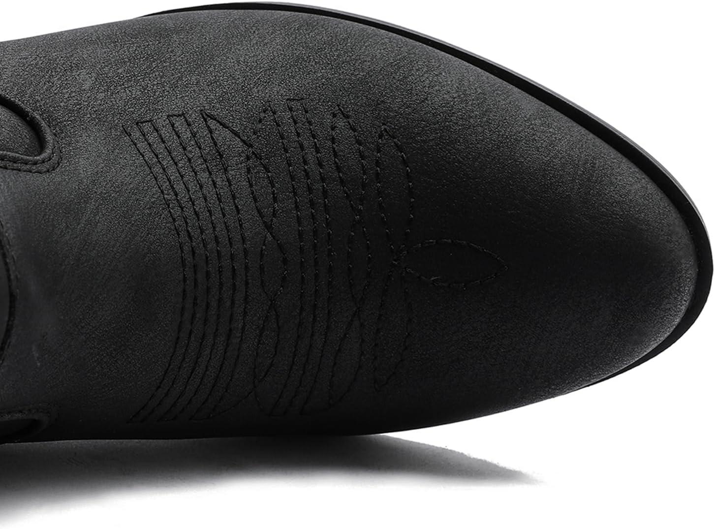 imageGLOBALWIN Womens Mid Calf The Western Cowboy Boots Fashion Cowgirl Boots For Women Low Heel22yy10 Black2