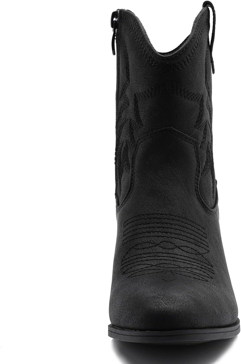 imageGLOBALWIN Womens Mid Calf The Western Cowboy Boots Fashion Cowgirl Boots For Women Low Heel22yy10 Black2