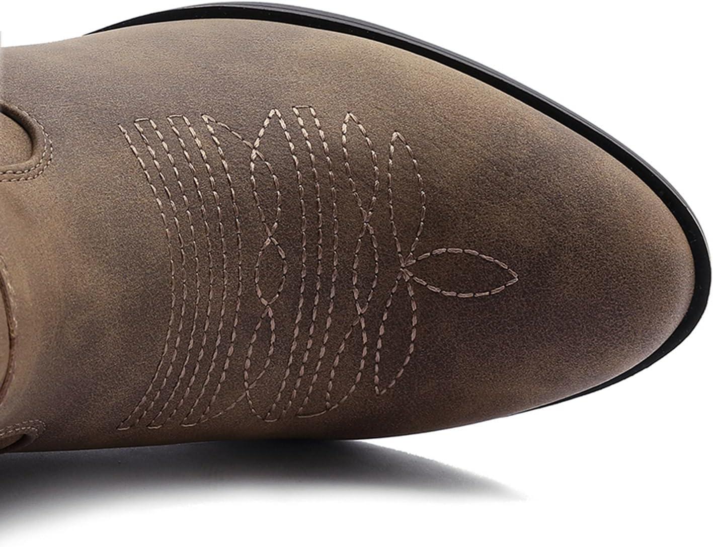 imageGLOBALWIN Womens Mid Calf The Western Cowboy Boots Fashion Cowgirl Boots For Women Low Heel22yy10 Camel2