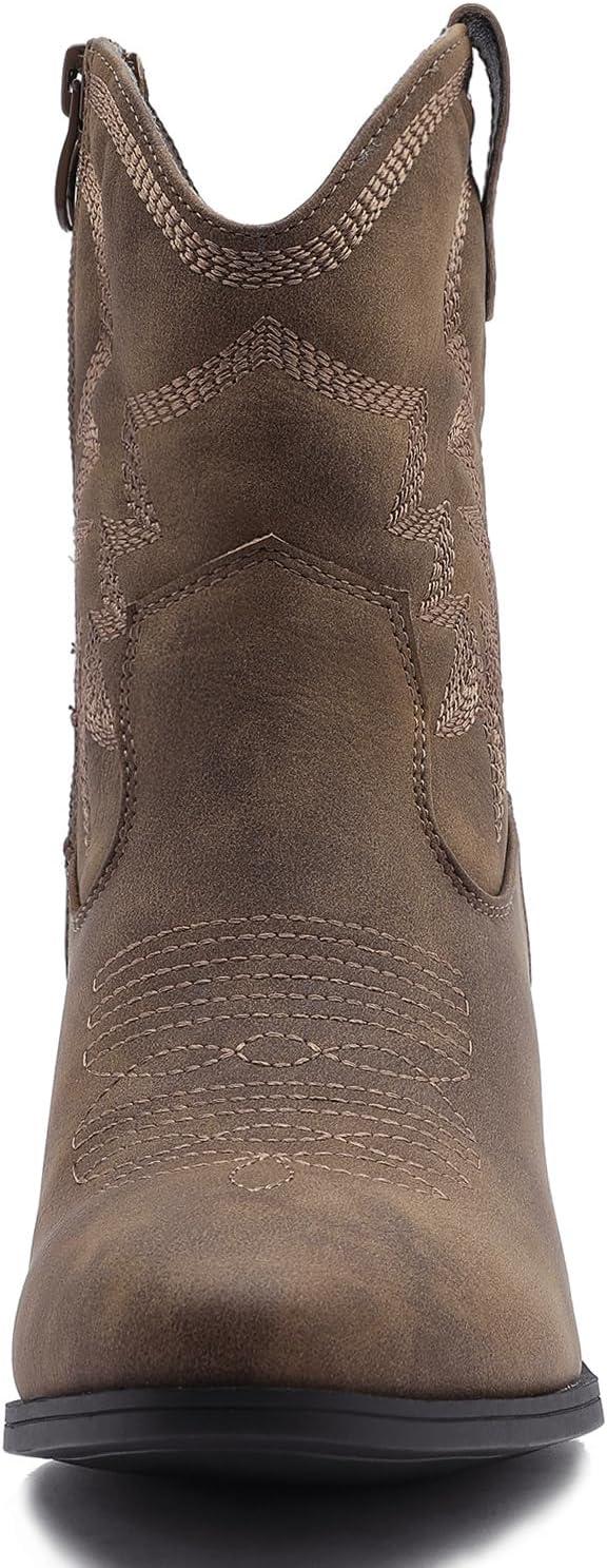 imageGLOBALWIN Womens Mid Calf The Western Cowboy Boots Fashion Cowgirl Boots For Women Low Heel22yy10 Camel2