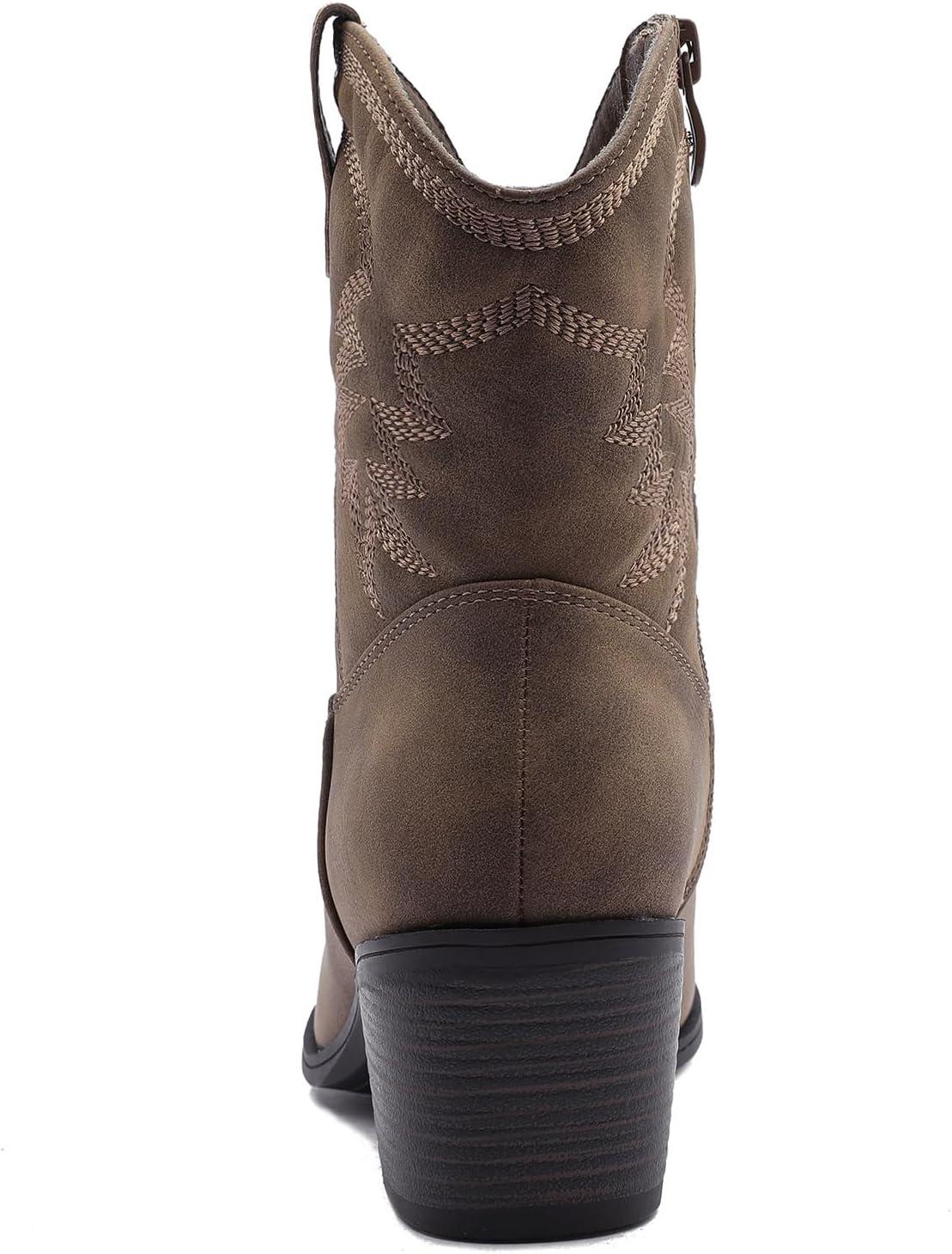 imageGLOBALWIN Womens Mid Calf The Western Cowboy Boots Fashion Cowgirl Boots For Women Low Heel22yy10 Camel2