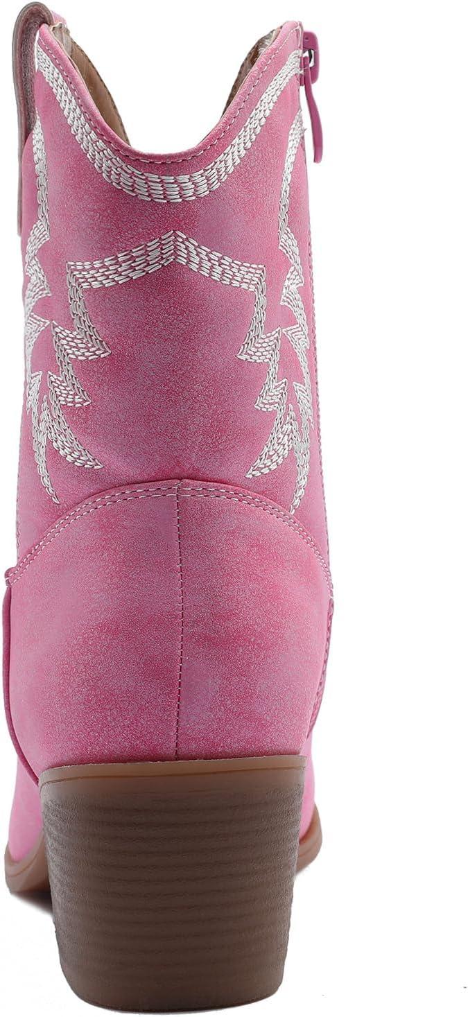 imageGLOBALWIN Womens Mid Calf The Western Cowboy Boots Fashion Cowgirl Boots For Women Low Heel22yy10 Pink