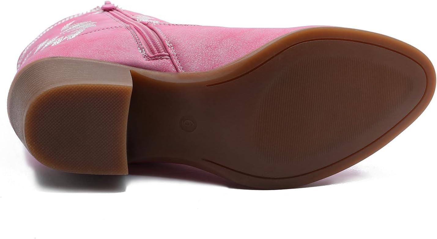 imageGLOBALWIN Womens Mid Calf The Western Cowboy Boots Fashion Cowgirl Boots For Women Low Heel22yy10 Pink
