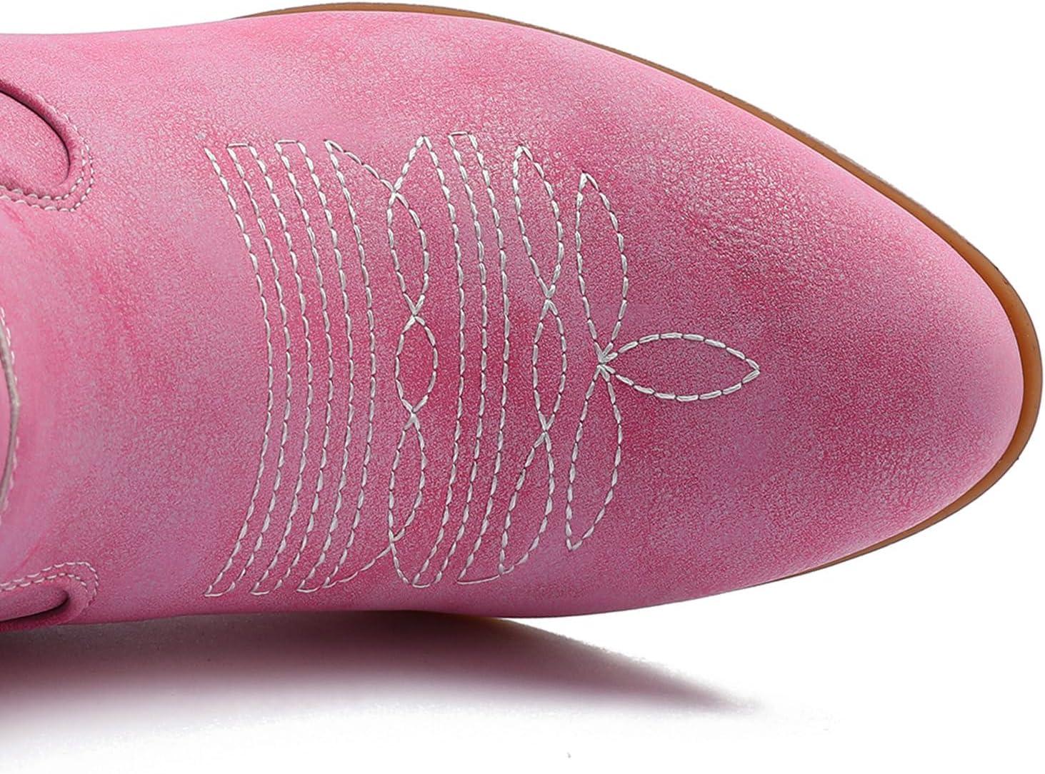 imageGLOBALWIN Womens Mid Calf The Western Cowboy Boots Fashion Cowgirl Boots For Women Low Heel22yy10 Pink