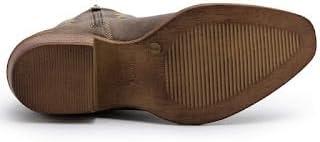 imageGLOBALWIN Womens Mid Calf The Western Cowboy Boots Fashion Cowgirl Boots For Women Low HeelBrown