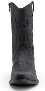imageGLOBALWIN Womens Mid Calf The Western Cowgirl Boots Fashion Cowboy Boots For Women Chunky Low HeelBlack