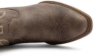 imageGLOBALWIN Womens Mid Calf The Western Cowgirl Boots Fashion Cowboy Boots For Women Chunky Low HeelBrown