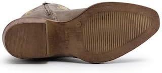 imageGLOBALWIN Womens Mid Calf The Western Cowgirl Boots Fashion Cowboy Boots For Women Chunky Low HeelBrown