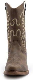 imageGLOBALWIN Womens Mid Calf The Western Cowgirl Boots Fashion Cowboy Boots For Women Chunky Low HeelBrown