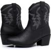 imageGLOBALWIN Womens Mid Calf The Western Cowboy Boots Fashion Cowgirl Boots For Women Low Heel22yy10 Black