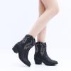imageGLOBALWIN Womens Mid Calf The Western Cowboy Boots Fashion Cowgirl Boots For Women Low Heel22yy10 Black