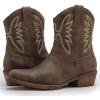 imageGLOBALWIN Womens Mid Calf The Western Cowboy Boots Fashion Cowgirl Boots For Women Low HeelBrown