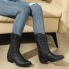 imageGLOBALWIN Womens Mid Calf The Western Cowgirl Boots Fashion Cowboy Boots For Women Chunky Low HeelBlack