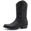 imageGLOBALWIN Womens Mid Calf The Western Cowgirl Boots Fashion Cowboy Boots For Women Chunky Low HeelBlack