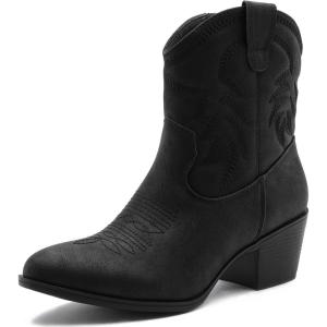 imageGLOBALWIN Womens Mid Calf The Western Cowboy Boots Fashion Cowgirl Boots For Women Low Heel22yy10 Black2