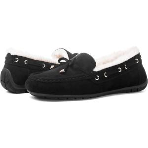 imageGLOBALWIN Womens Moccasins Shoes Winter Indoor Outdoor Faux Fur Lined Slippers1916black