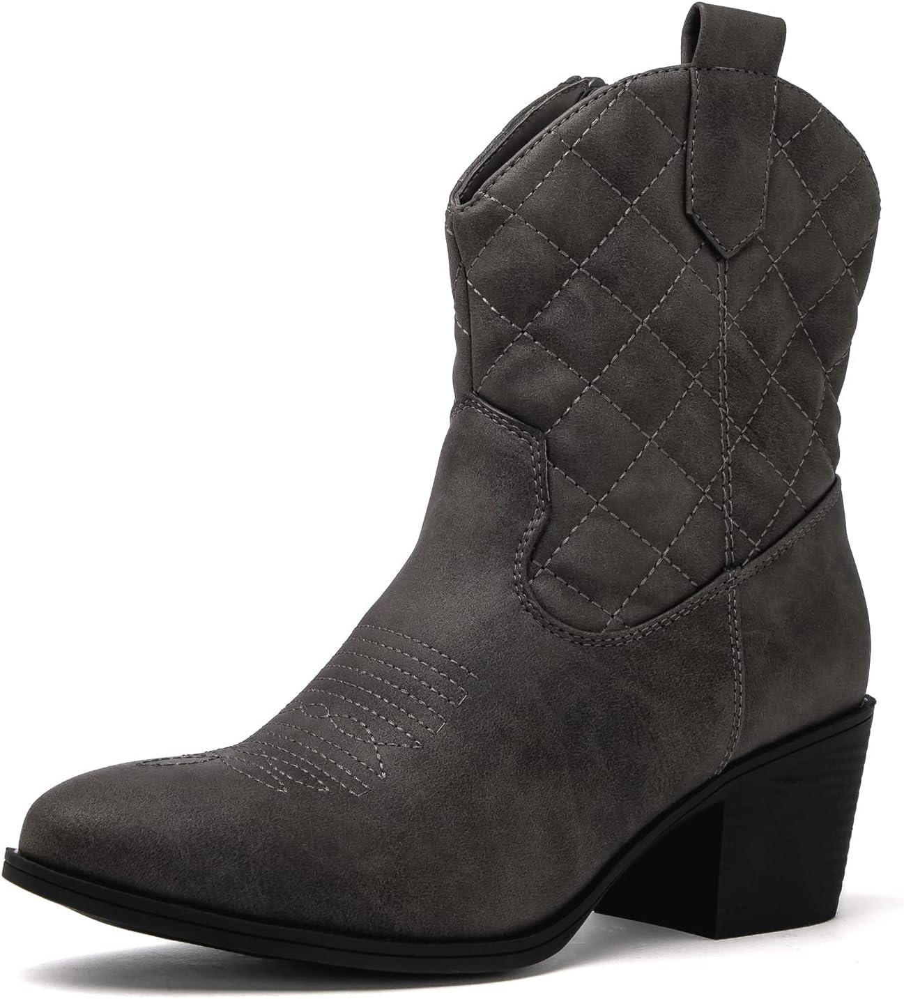 imageGLOBALWIN Womens The Western Wear Fashion Cowboy Cowgirl Free Birds Country Concert Disco Outfits Low Heel Walking Boots For Ladies19yy16 Grey2
