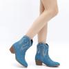 imageGLOBALWIN Womens Mid Calf The Western Cowboy Boots Fashion Cowgirl Boots For Women Low Heel22yy10 Denim Blue