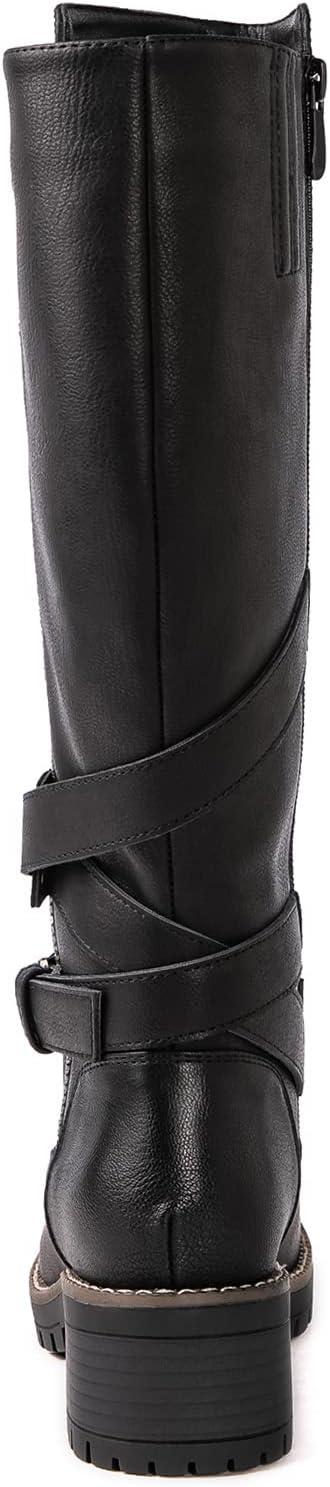 imageGLOBALWIN Womens Knee High Boots Tall Fashion Riding Boots For Women With Side Zipper Chunky Low Heel19yy15 Black2