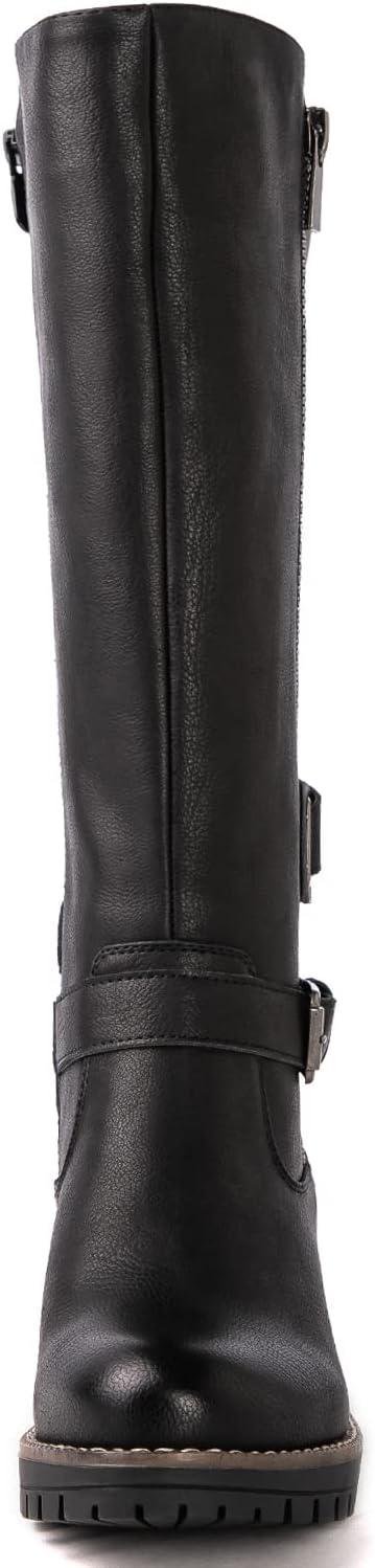 imageGLOBALWIN Womens Knee High Boots Tall Fashion Riding Boots For Women With Side Zipper Chunky Low Heel19yy15 Black2