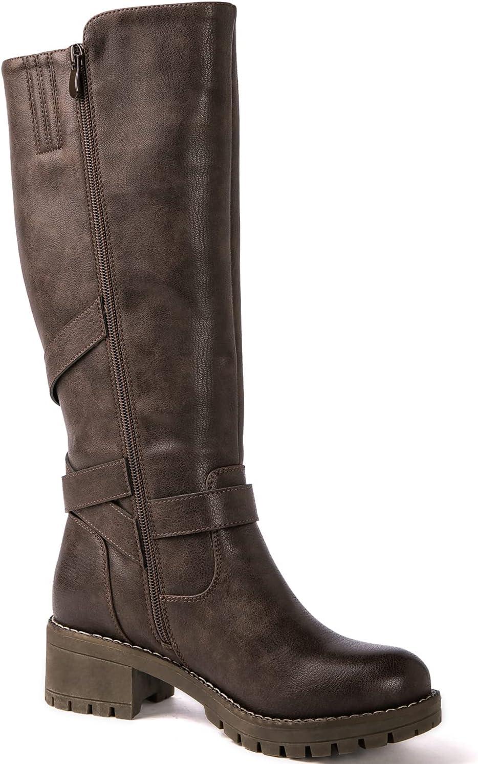 imageGLOBALWIN Womens Knee High Boots Tall Fashion Riding Boots For Women With Side Zipper Chunky Low Heel19yy15 Brown2