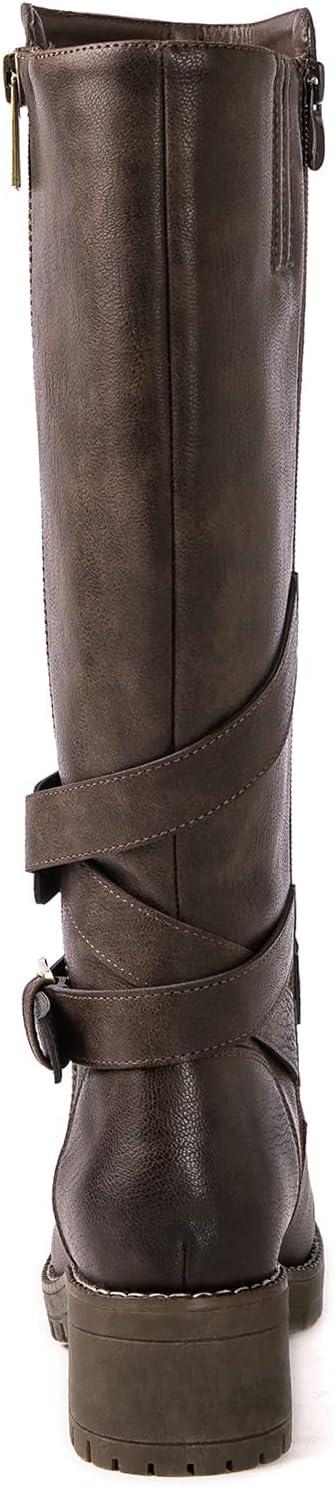imageGLOBALWIN Womens Knee High Boots Tall Fashion Riding Boots For Women With Side Zipper Chunky Low Heel19yy15 Brown2
