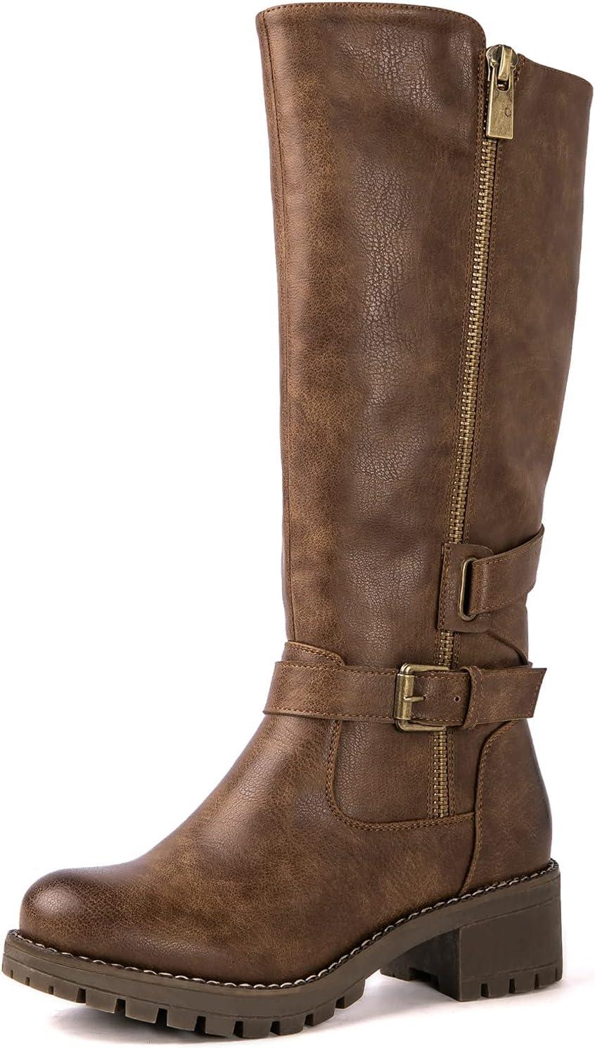 imageGLOBALWIN Womens Knee High Boots Tall Fashion Riding Boots For Women With Side Zipper Chunky Low Heel19yy15 Camel2