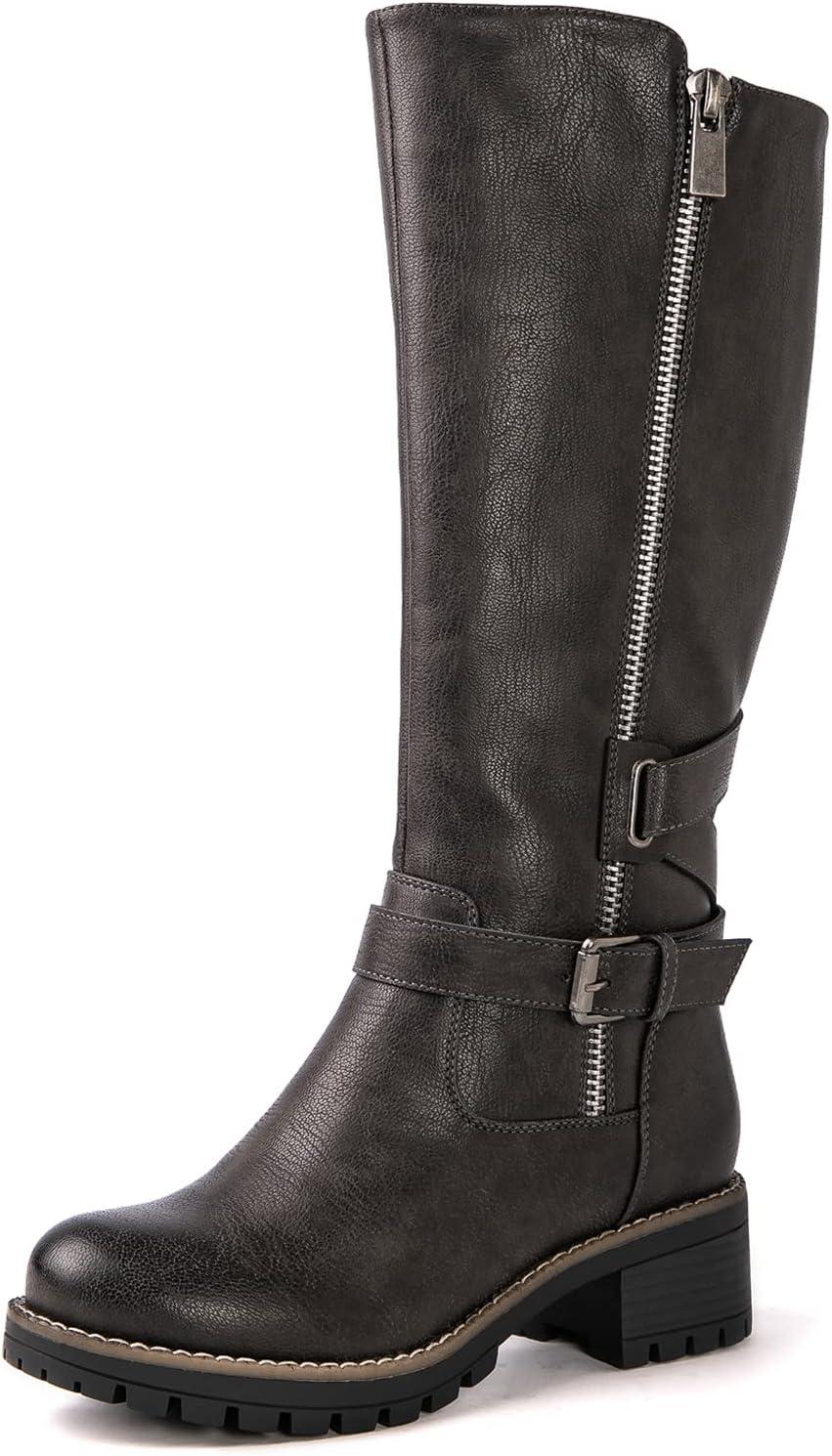 imageGLOBALWIN Womens Knee High Boots Tall Fashion Riding Boots For Women With Side Zipper Chunky Low Heel19yy15 Grey2
