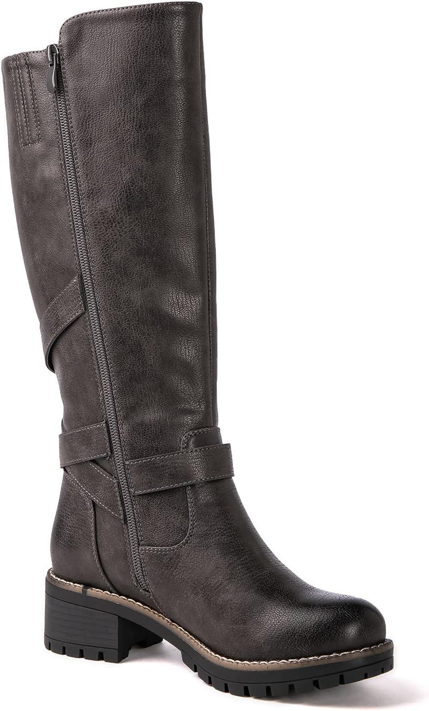 imageGLOBALWIN Womens Knee High Boots Tall Fashion Riding Boots For Women With Side Zipper Chunky Low Heel19yy15 Grey2
