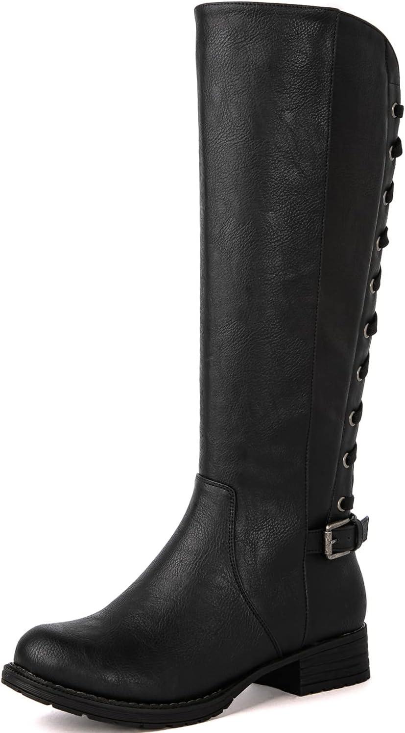 imageGLOBALWIN Womens Quilted Knee High Fashion Boots Strappy Boots For Women21yy10 Black5