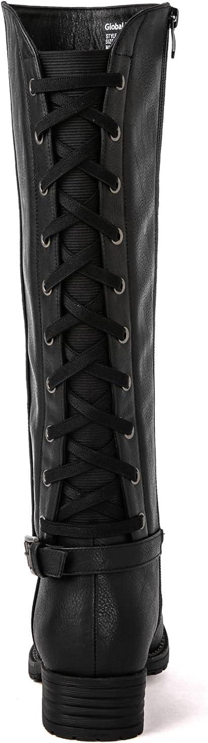 imageGLOBALWIN Womens Quilted Knee High Fashion Boots Strappy Boots For Women21yy10 Black5