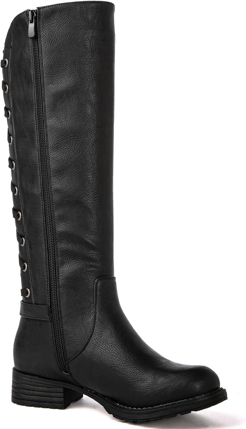 imageGLOBALWIN Womens Quilted Knee High Fashion Boots Strappy Boots For Women21yy10 Black5