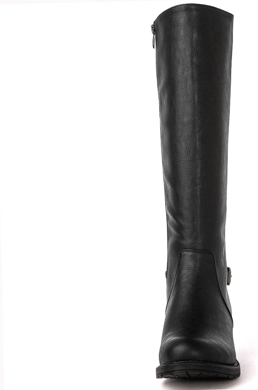 imageGLOBALWIN Womens Quilted Knee High Fashion Boots Strappy Boots For Women21yy10 Black5