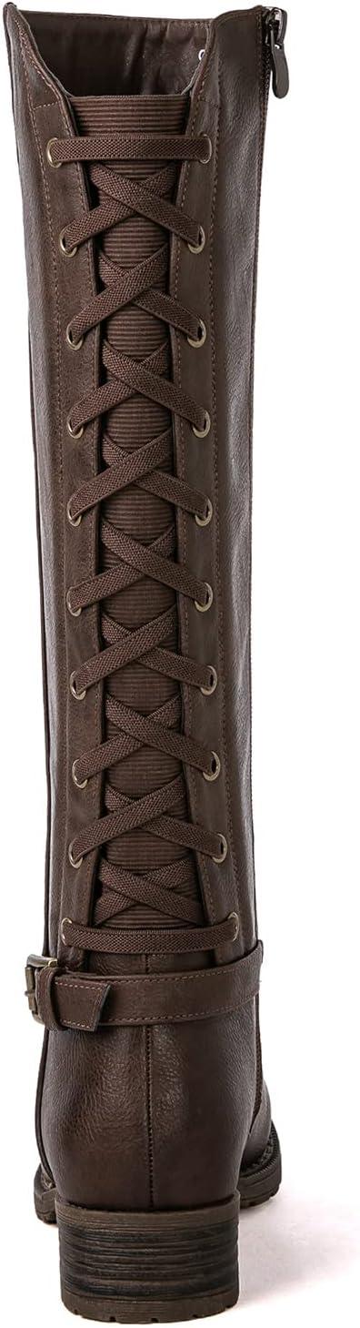 imageGLOBALWIN Womens Quilted Knee High Fashion Boots Strappy Boots For Women21yy10 Brown5