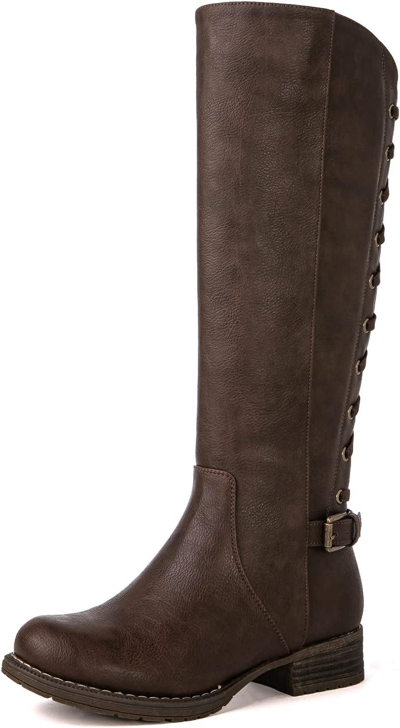 imageGLOBALWIN Womens Quilted Knee High Fashion Boots Strappy Boots For Women21yy10 Brown5