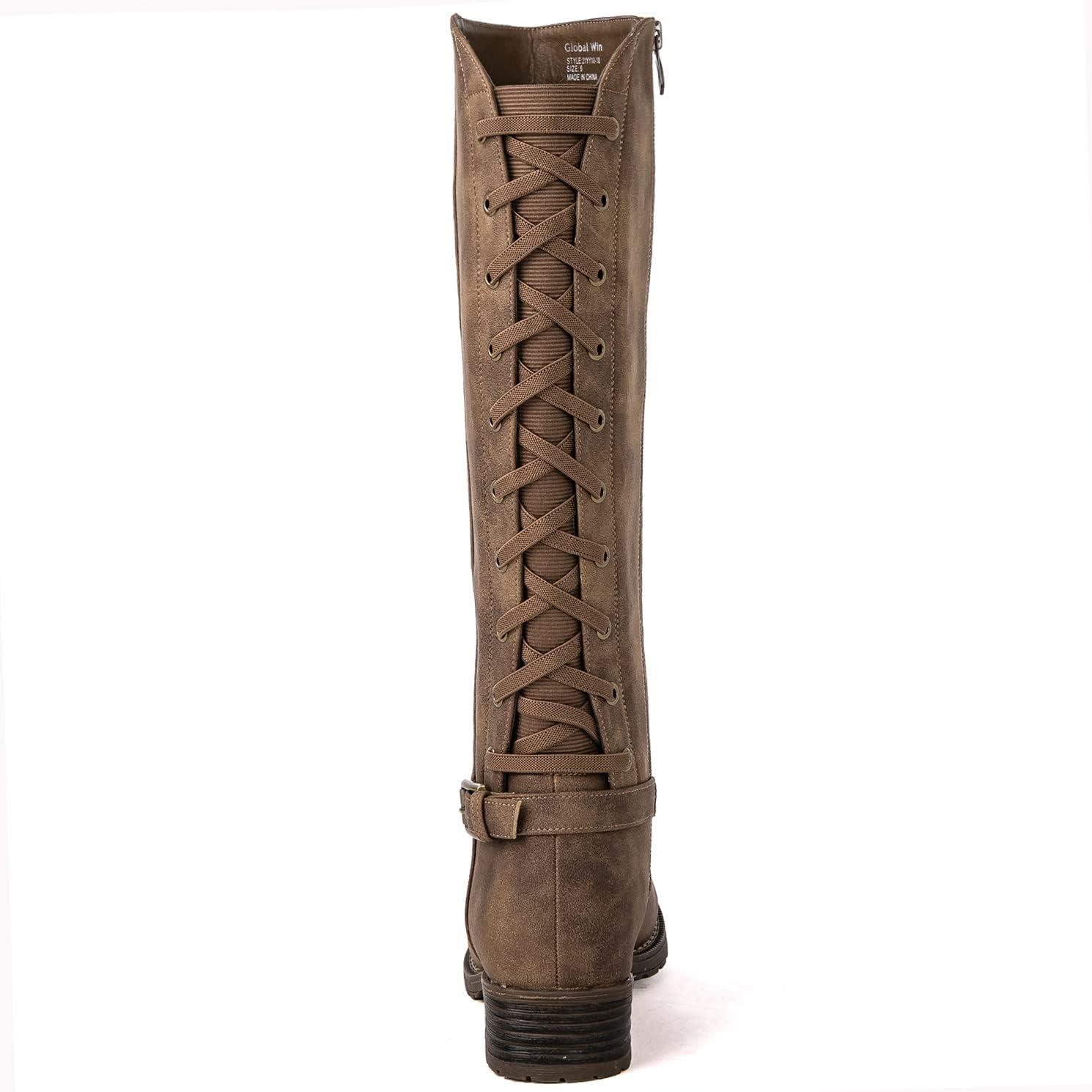 imageGLOBALWIN Womens Quilted Knee High Fashion Boots Strappy Boots For Women21yy10 Camel5