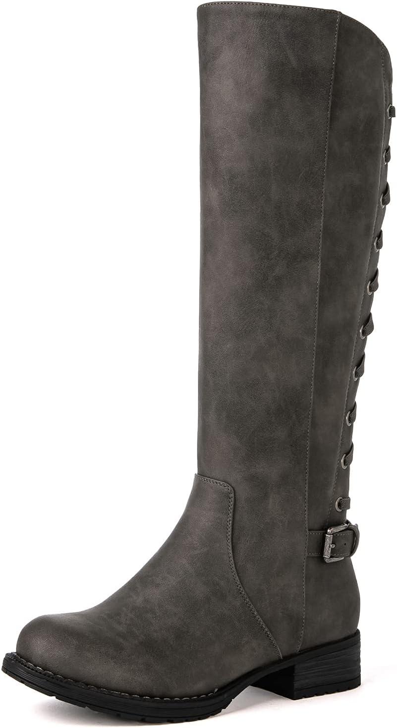 imageGLOBALWIN Womens Quilted Knee High Fashion Boots Strappy Boots For Women21yy10 Grey5