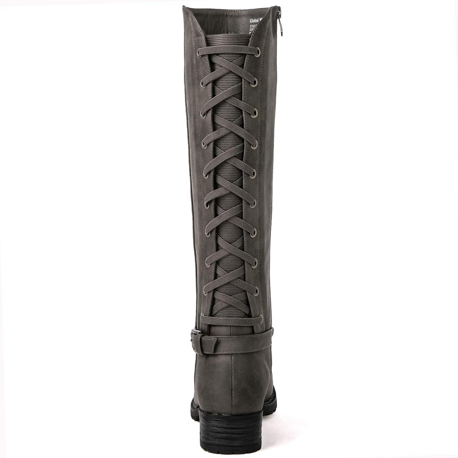 imageGLOBALWIN Womens Quilted Knee High Fashion Boots Strappy Boots For Women21yy10 Grey5