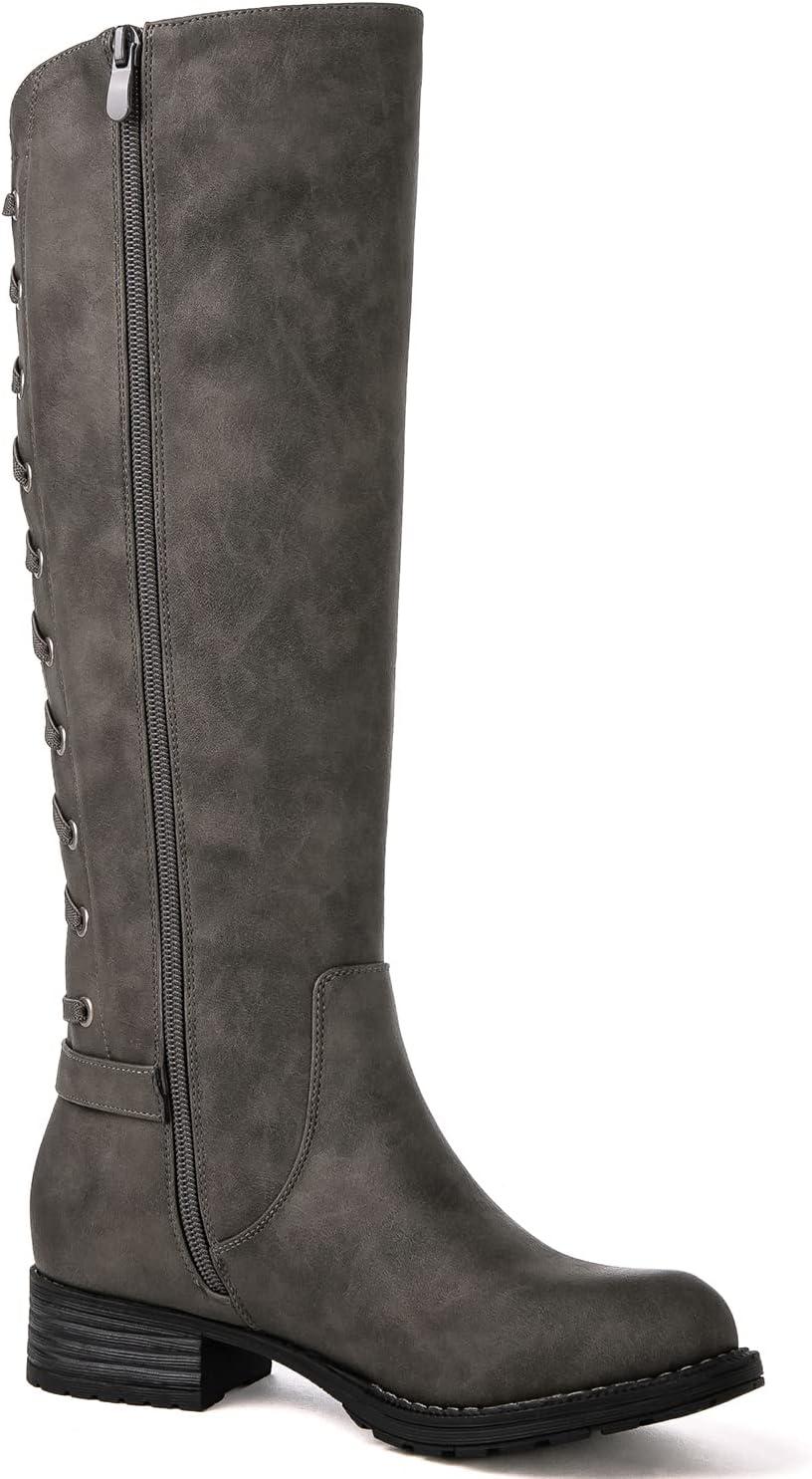 imageGLOBALWIN Womens Quilted Knee High Fashion Boots Strappy Boots For Women21yy10 Grey5