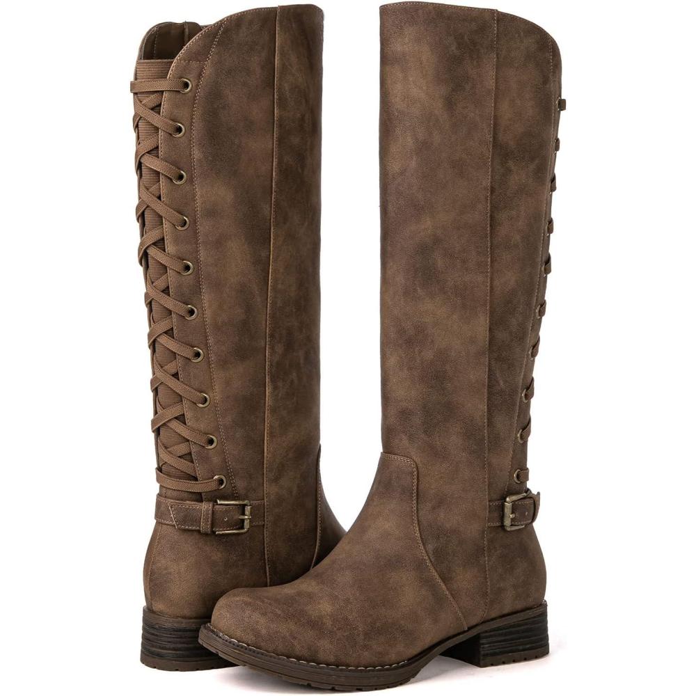 imageGLOBALWIN Womens Quilted Knee High Fashion Boots Strappy Boots For Women21yy10 Camel5