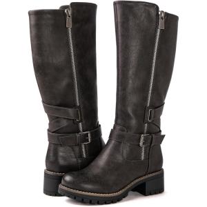 imageGLOBALWIN Womens Knee High Boots Tall Fashion Riding Boots For Women With Side Zipper Chunky Low Heel19yy15 Grey2