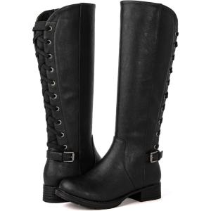 imageGLOBALWIN Womens Quilted Knee High Fashion Boots Strappy Boots For Women21yy10 Black5